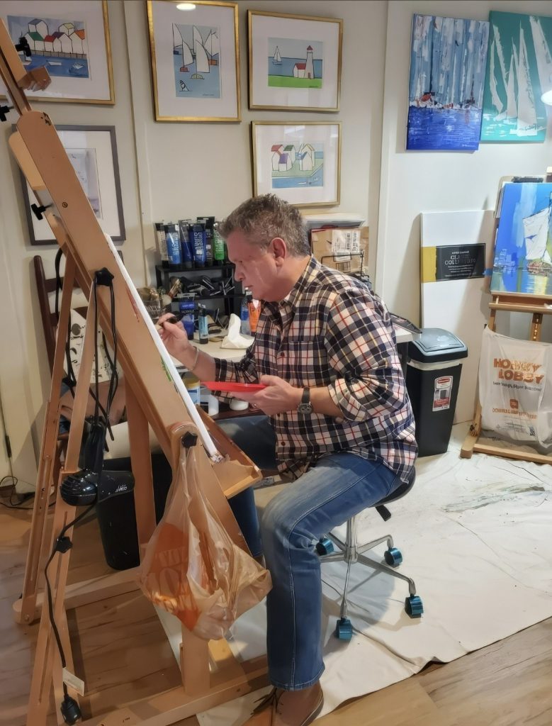 Jeff Burnett Painting in Studio